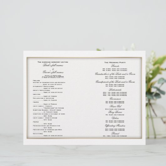 Modèle du programme de mariage (Debout devant)