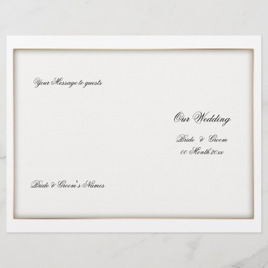 Modèle du programme de mariage (Dos)