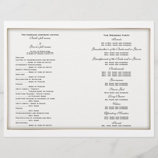 Modèle du programme de mariage (deux) (Devant)