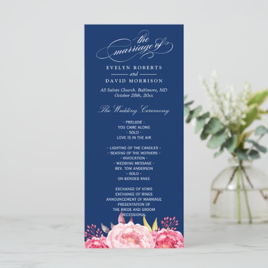 Modèle du programme de mariage floral rose bleu ma (Debout devant)