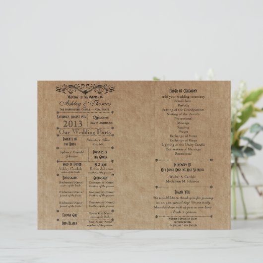 Modèle du programme de mariage personnalisé pour l (Debout devant)