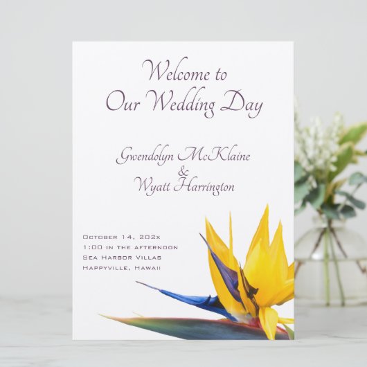 Modèle du programme de mariage plat Bird of Paradi (Debout devant)