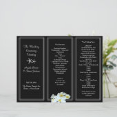 Modèle du programme de mariage Plumeria noir et bl (Debout devant)