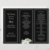Modèle du programme de mariage Plumeria noir et bl (Devant / Derrière)