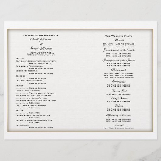 Modèle du programme de mariage (quatre) (Devant)