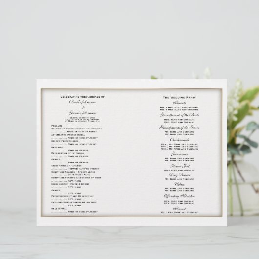 Modèle du programme de mariage (quatre) (Debout devant)