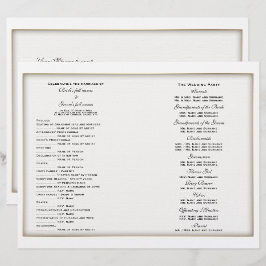 Modèle du programme de mariage (quatre) (Devant / Derrière)