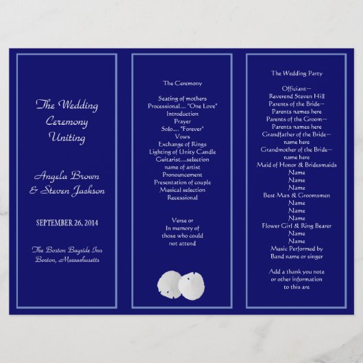 Modèle du programme de mariage triplé de la Marine (Devant)