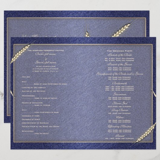 Modèle du programme de mariage (trois) (Devant / Derrière)