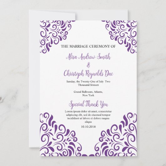 Modèle du programme des ventilateurs Mariages flor (Devant)