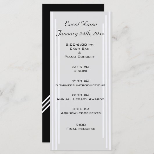 Modèle du programme d'événements - Customisé (Devant / Derrière)