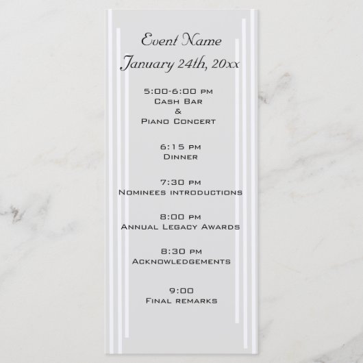 Modèle du programme d'événements - Customisé (Devant)