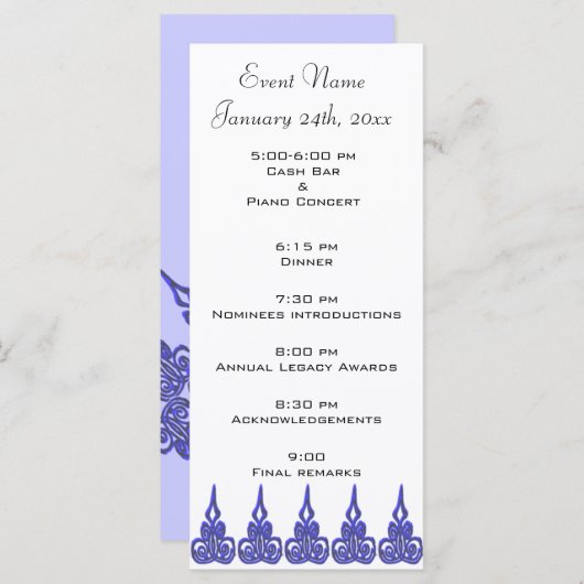 Modèle du programme d'événements - Customisé (Devant / Derrière)