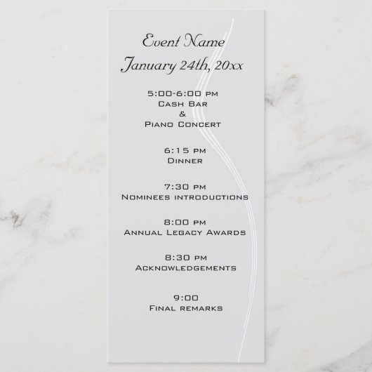 Modèle du programme d'événements - Customisé (Devant)