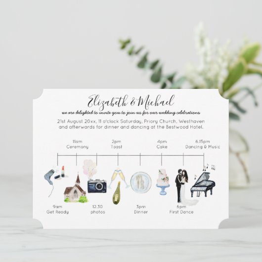 Modèle du programme d'icône du Mariage d'aquarelle (Debout devant)