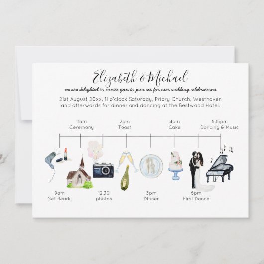 Modèle du programme d'icône du Mariage d'aquarelle (Devant)