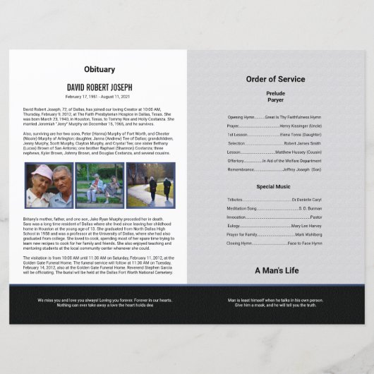 Modèle du programme funéraire (Dos)