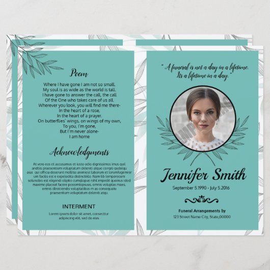 Modèle du programme funéraire (Devant / Derrière)