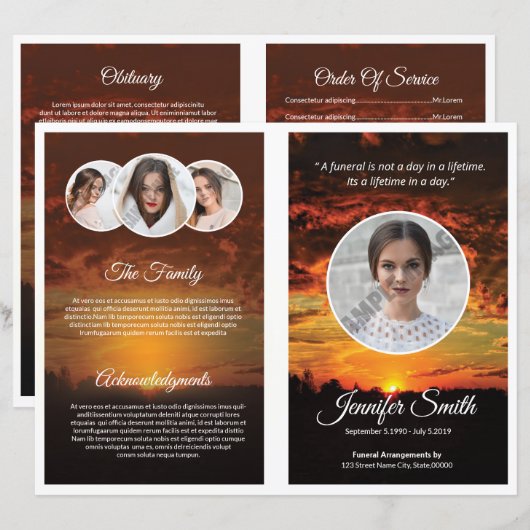 Modèle du programme funéraire (Devant / Derrière)