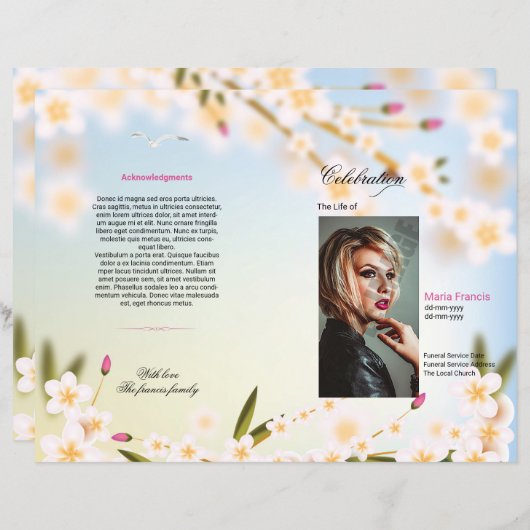 Modèle du programme funéraire (Devant / Derrière)