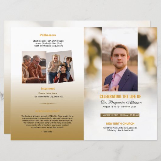 Modèle du programme funéraire (Devant / Derrière)