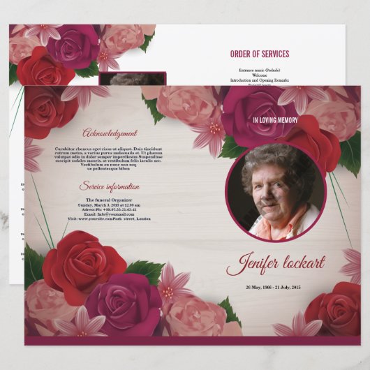 Modèle du programme funéraire (Devant / Derrière)