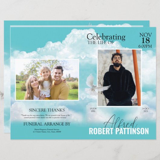 Modèle du programme funéraire Blue Sky (Devant / Derrière)