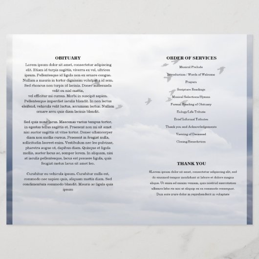 Modèle du programme funéraire Blue sky (Dos)