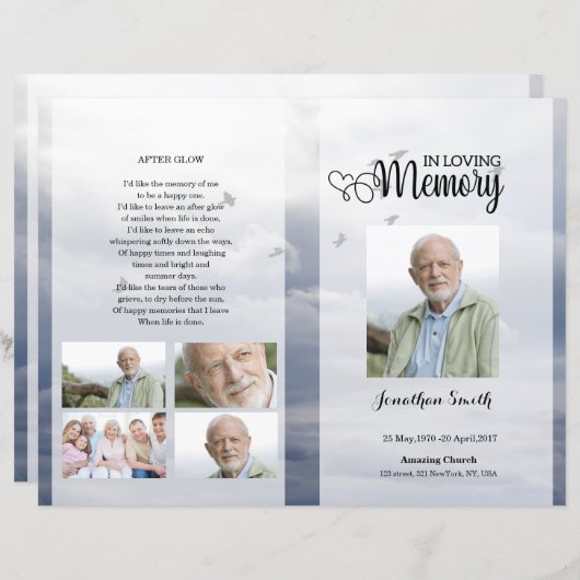 Modèle du programme funéraire Blue sky (Devant / Derrière)