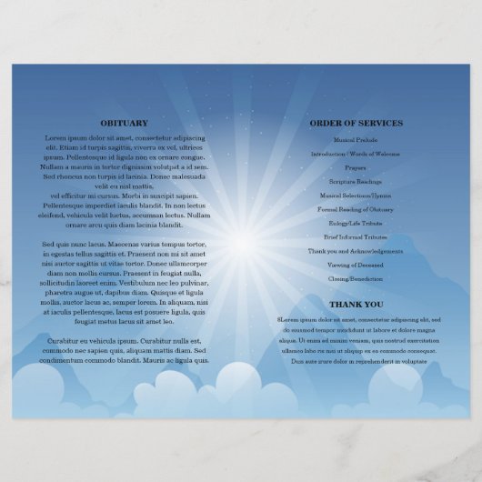 Modèle du programme funéraire Blue sky (Dos)