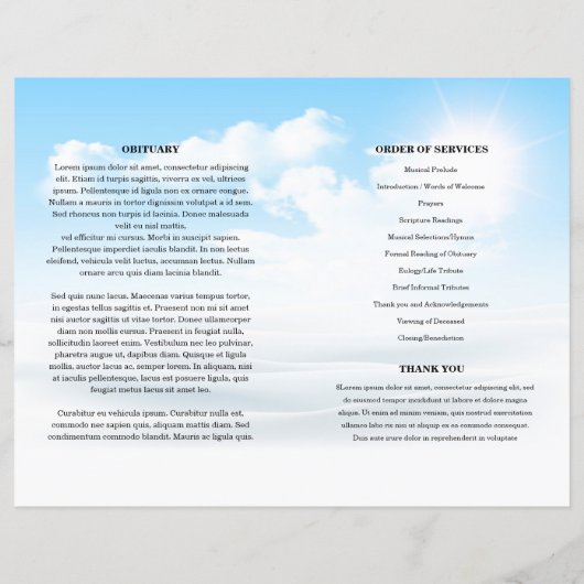 Modèle du programme funéraire Blue sky (Dos)