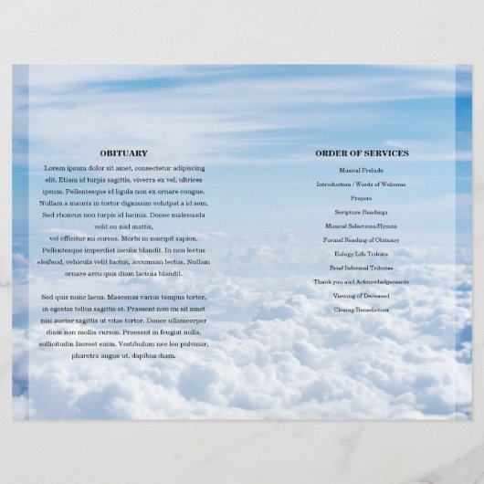 Modèle du programme funéraire Blue sky (Dos)