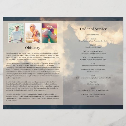 Modèle du programme funéraire Blue Sky (Dos)