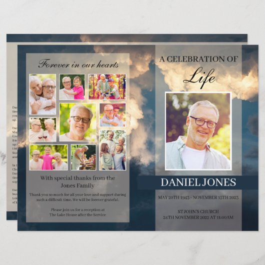 Modèle du programme funéraire Blue Sky (Devant / Derrière)