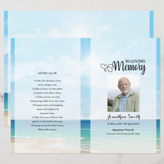 Modèle du programme funéraire Blue sky & Beach (Devant / Derrière)