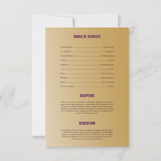 Modèle du programme funéraire commémoratif (Dos)