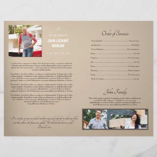 Modèle du programme funéraire commémoratif (Dos)