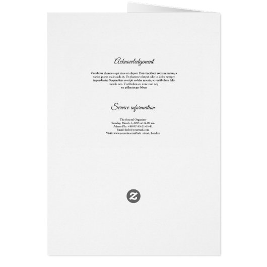 Modèle du programme funéraire commémoratif (Dos)