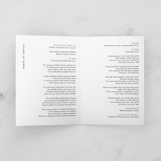 Modèle du Programme funéraire de célébration de la (Intérieur)