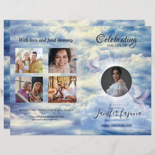 Modèle du programme funéraire de Dove céleste (Devant / Derrière)