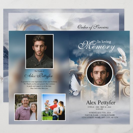 Modèle du programme funéraire de Dove céleste (Devant / Derrière)