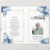 Modèle du programme funéraire de fleurs bleues (Devant / Derrière)