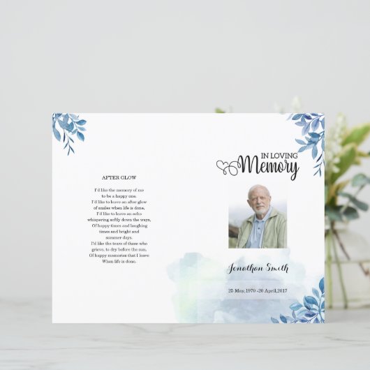 Modèle du programme funéraire de la feuille bleue (Debout devant)