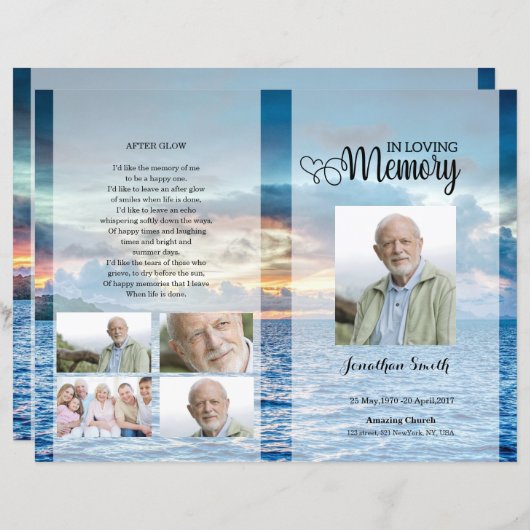 Modèle du programme funéraire de la plage bleue (Devant / Derrière)