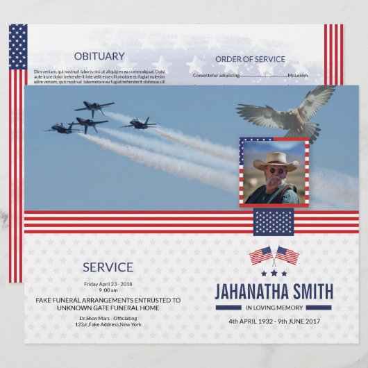 Modèle du programme funéraire de l'Armée militaire (Devant / Derrière)