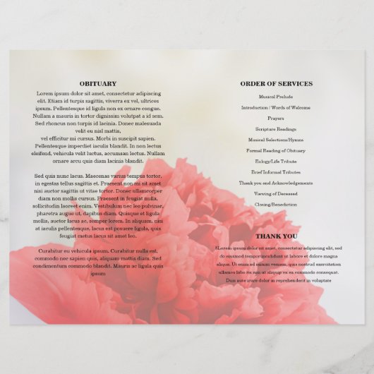 Modèle du programme funéraire de l'oeillet rouge (Dos)