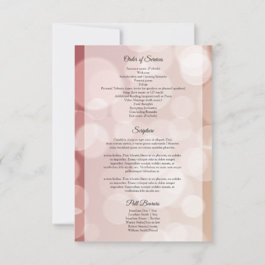 Modèle du programme funéraire de l'Ordre de servic (Dos)