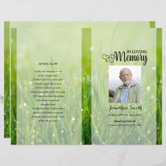 Modèle du programme funéraire de nature verte (Devant / Derrière)