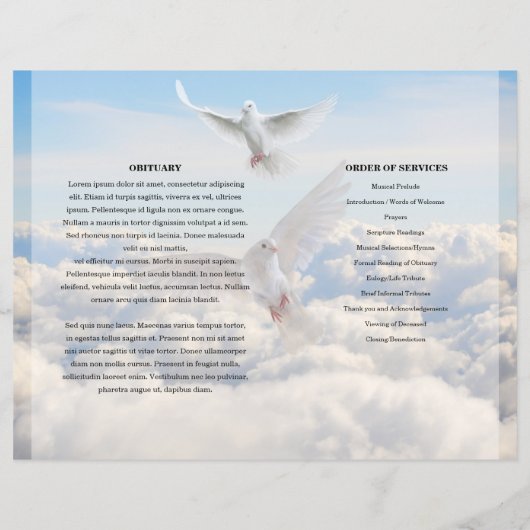 Modèle du programme funéraire Dove & sky (Dos)