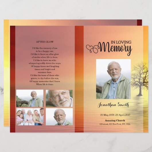 Modèle du programme funéraire du coucher du soleil (Devant / Derrière)